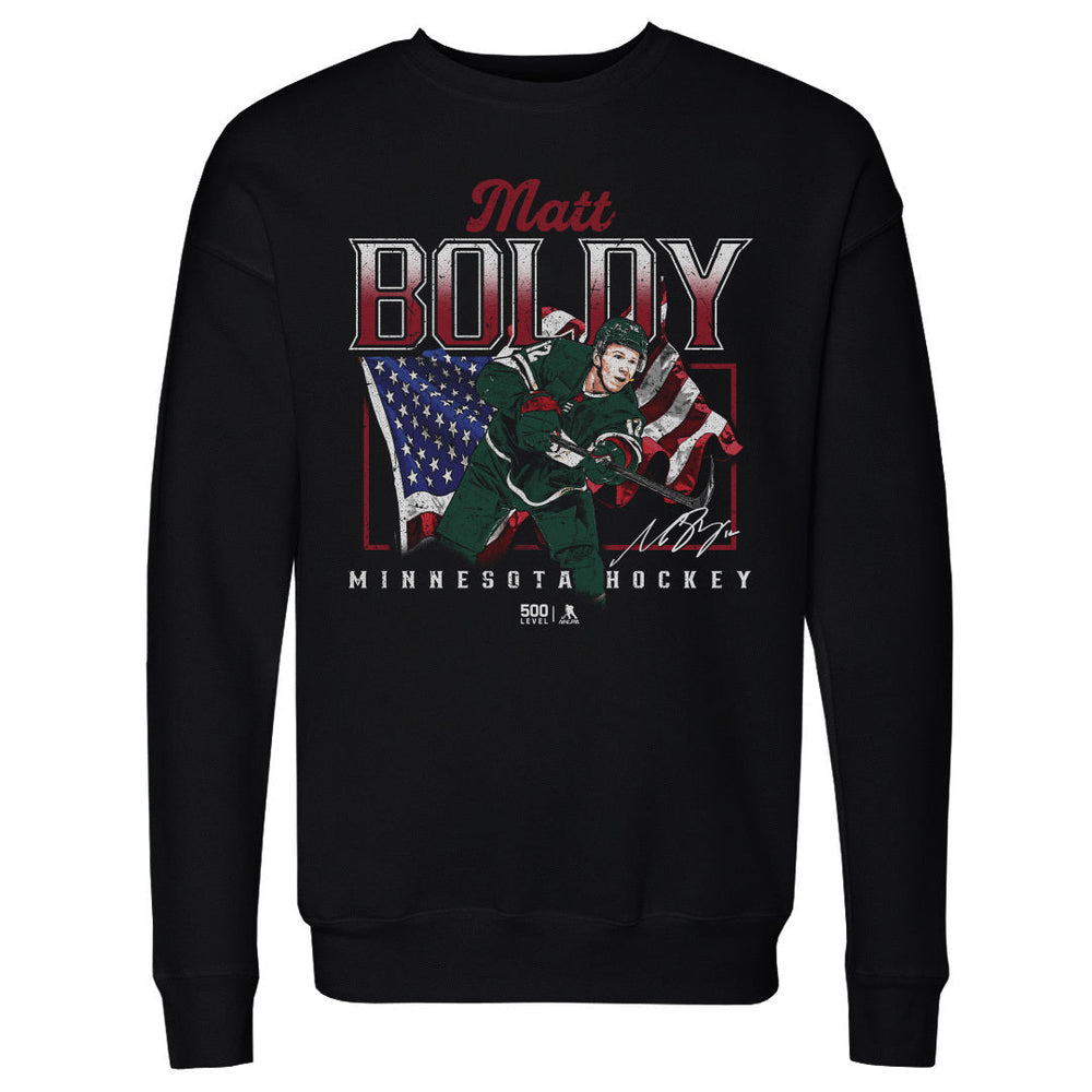 Matt Boldy Minnesota USA Flag WHT (ONLINE ORDER ONLY)