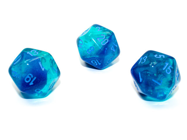 Gemini® Polyhedral Blue-Blue/light blue Luminary™ d20 (Sold per die) (Online Only)