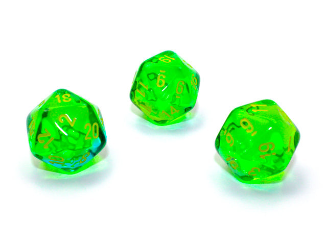 Gemini® Polyhedral Translucent Green-Teal/yellow d20 (Sold per die) (Online Only)