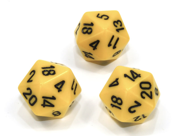 Single d20 Opaque Polyhedral Yellow/black d20 (Sold per die) (Online Only)