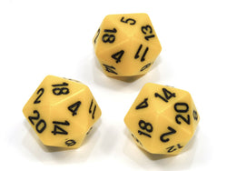 Single d20 Opaque Polyhedral Yellow/black d20 (Sold per die) (Online Only)