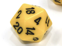 Single d20 Opaque Polyhedral Yellow/black d20 (Sold per die) (Online Only)