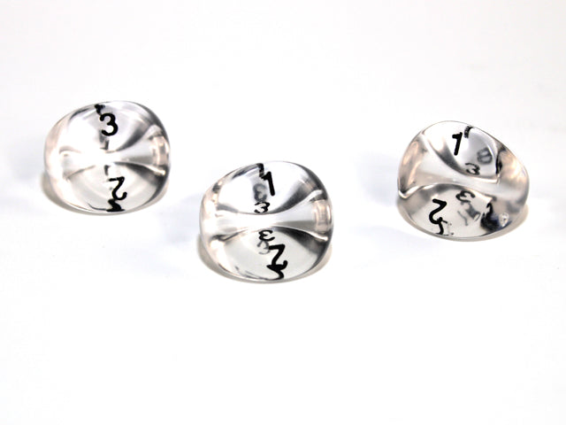 Translucent Polyhedral Clear/black d3 | PT0301 | 3-Sided Dice (sold per die) (Online Only)