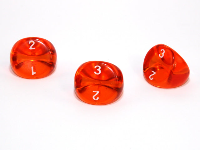 Translucent Polyhedral Orange/white d3 | PT0303 | 3-Sided Dice (sold per die) (Online Only)