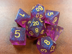 Time Walker | Purple w/Gold Glitter 7-Dice Set RPG Dice Set (Online Only)