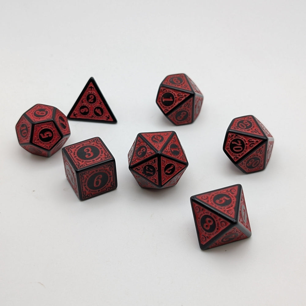 Enchanted Demon - 7 Piece DnD Dice Set | Acrylic RPG Gaming Dice (ONLINE ORDER ONLY)