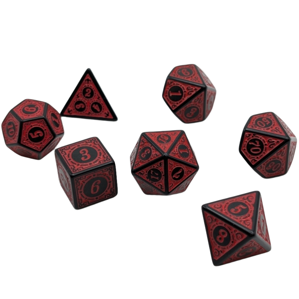 Enchanted Demon - 7 Piece DnD Dice Set | Acrylic RPG Gaming Dice (ONLINE ORDER ONLY)