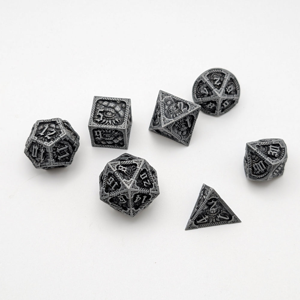 Elder Scroll - 7 Piece DnD Dice Set | Metal RPG Gaming Dice (ONLINE ORDER ONLY)