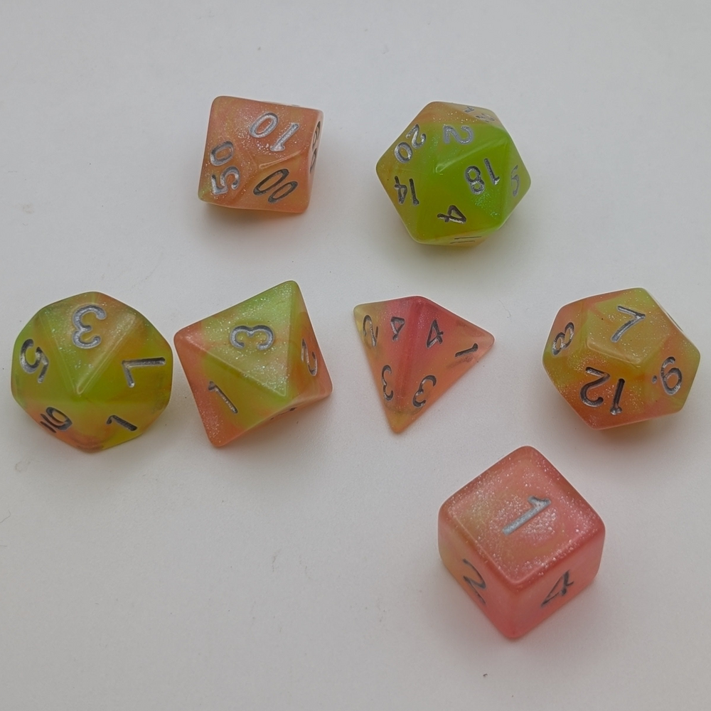 Summer's Joy - 7 Piece DnD Dice Set | Acrylic RPG Gaming Dice (ONLINE ORDER ONLY)