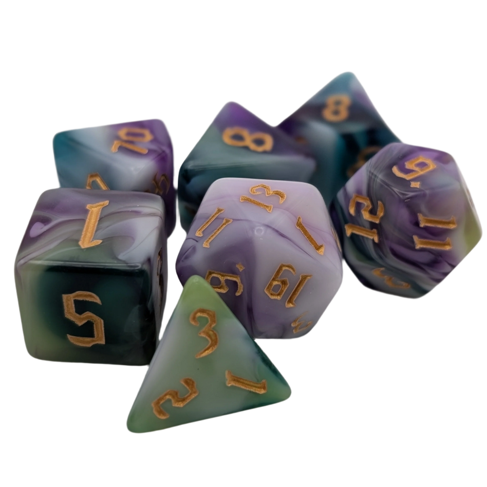 Siberian Iris - 7 Piece DnD Dice Set | Acrylic RPG Gaming Dice (ONLINE ORDER ONLY)