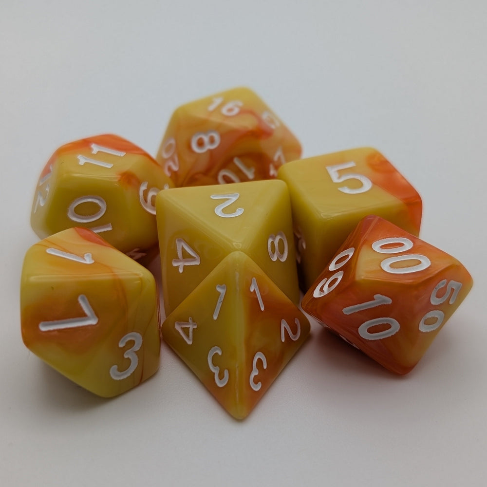 Lemon Orange - 7 Piece DnD Dice Set | Acrylic RPG Gaming Dice (ONLINE ORDER ONLY)