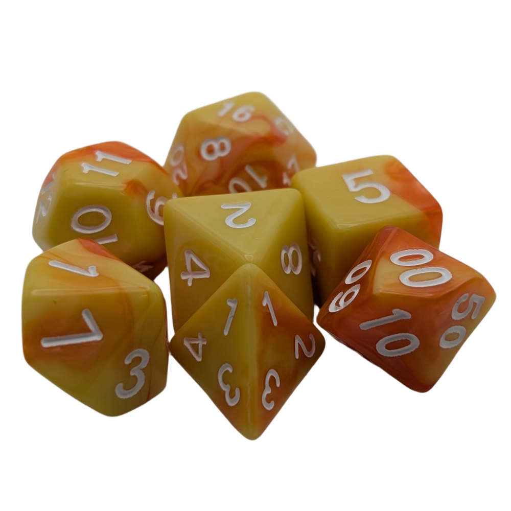 Lemon Orange - 7 Piece DnD Dice Set | Acrylic RPG Gaming Dice (ONLINE ORDER ONLY)