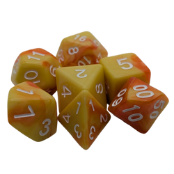 Lemon Orange - 7 Piece DnD Dice Set | Acrylic RPG Gaming Dice (ONLINE ORDER ONLY)