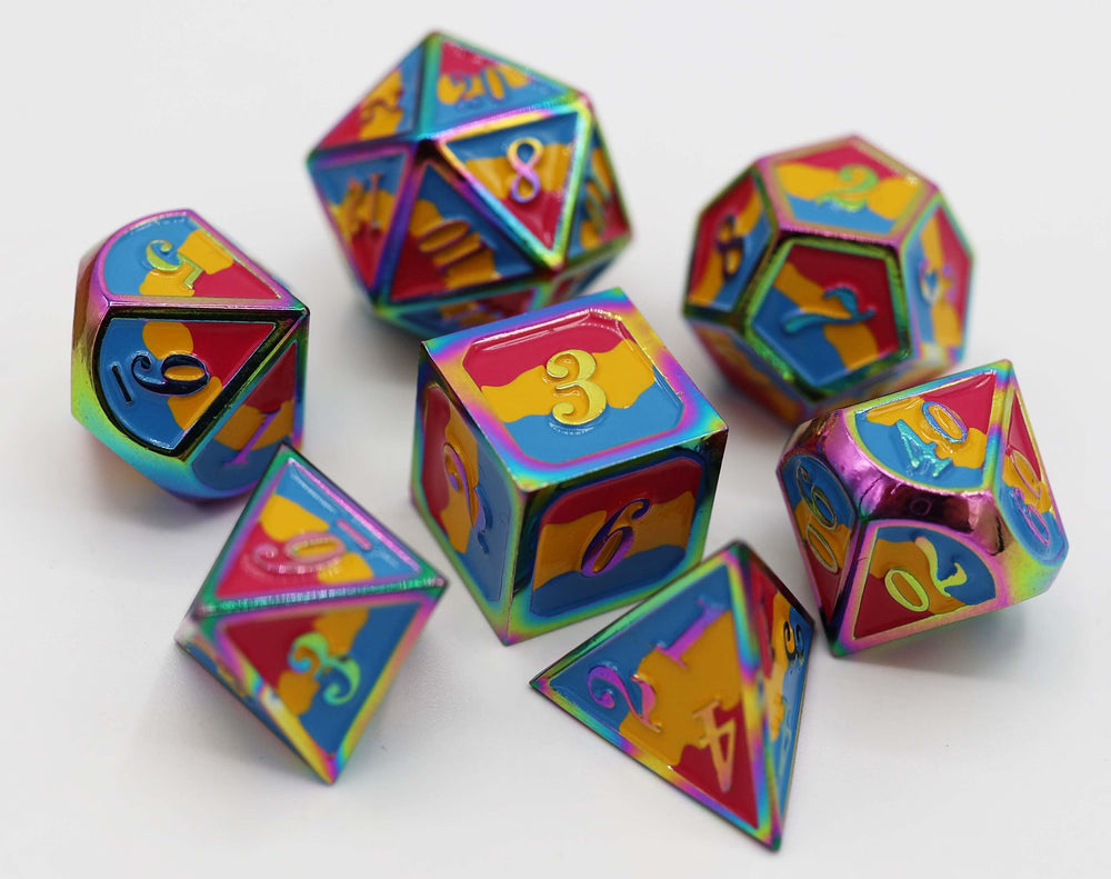 Pansexual Pride Flag - Metal RPG Dice Set (ONLINE ORDER ONLY)