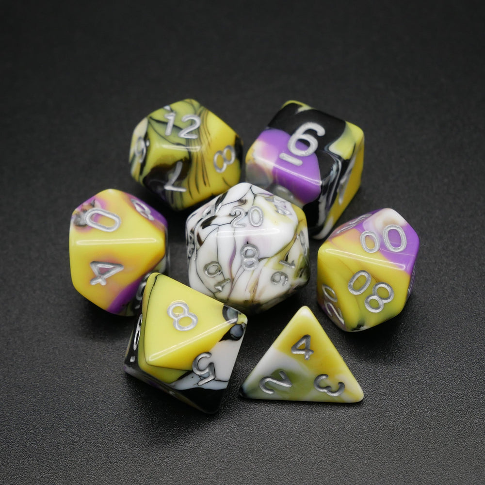 Panic Abstraction - 7 Piece DnD Dice Set | Acrylic RPG Gaming Dice (ONLINE ORDER ONLY)