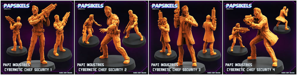 3D Printed Papsikels Papz Industries Cybernetic Chief Security Set 28mm 32mm (Online Only)
