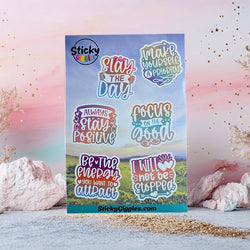 Pastel Positivity and Inspirational Sticker Sheet 6 Stickers (ONLINE ORDER ONLY)