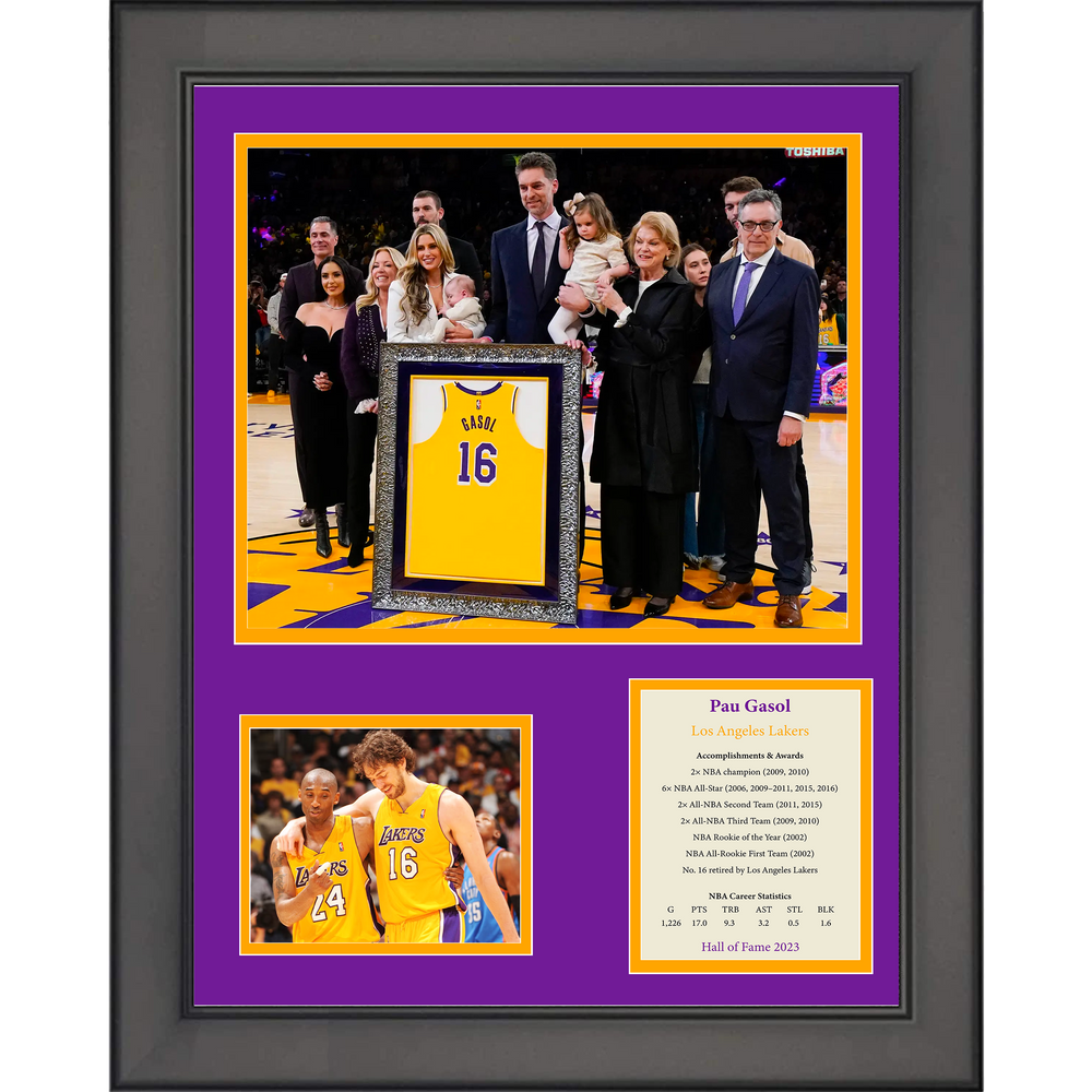 Framed Pau Gasol Hall of Fame Los Angeles Lakers Basketball 11"x14" Three Photo Collage (ONLINE ORDER ONLY)