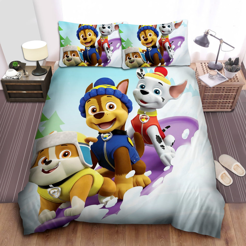 Paw Patrol Skiing Bed Sheets Spread Bedding Set Duvet Covers Without Filler (ONLINE ORDER ONLY)