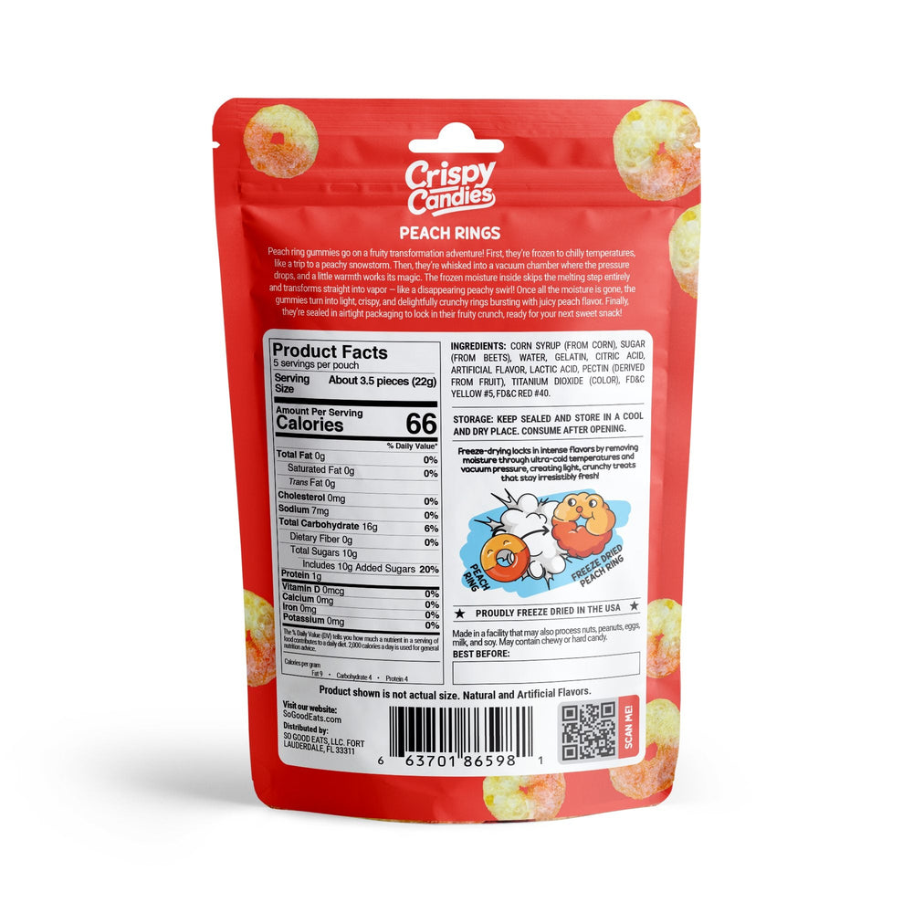 Crispy Candies - Peach Rings Freeze Dried Candy 114g (ONLINE ORDER ONLY)