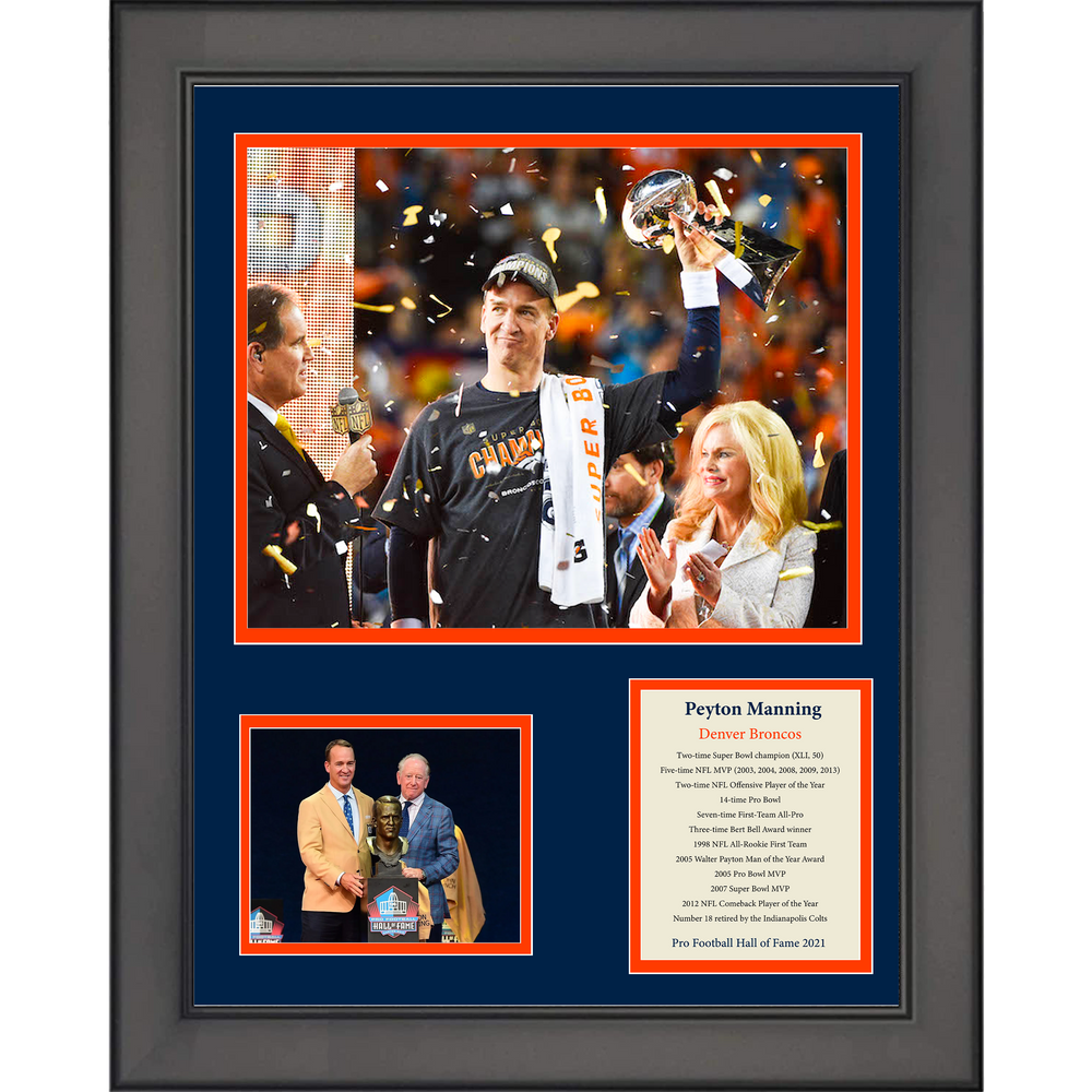 Framed Peyton Manning Hall of Fame Denver Broncos 11"x14" Football Three Photo Collage (ONLINE ORDER ONLY)