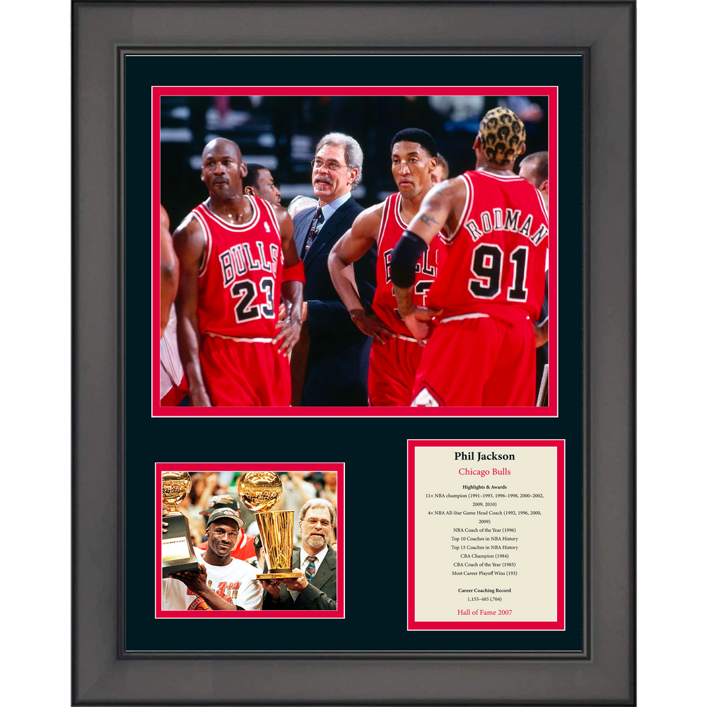 Framed Phil Jackson Hall of Fame Chicago Bulls Basketball 11"x14" Three Photo Collage (ONLINE ORDER ONLY)