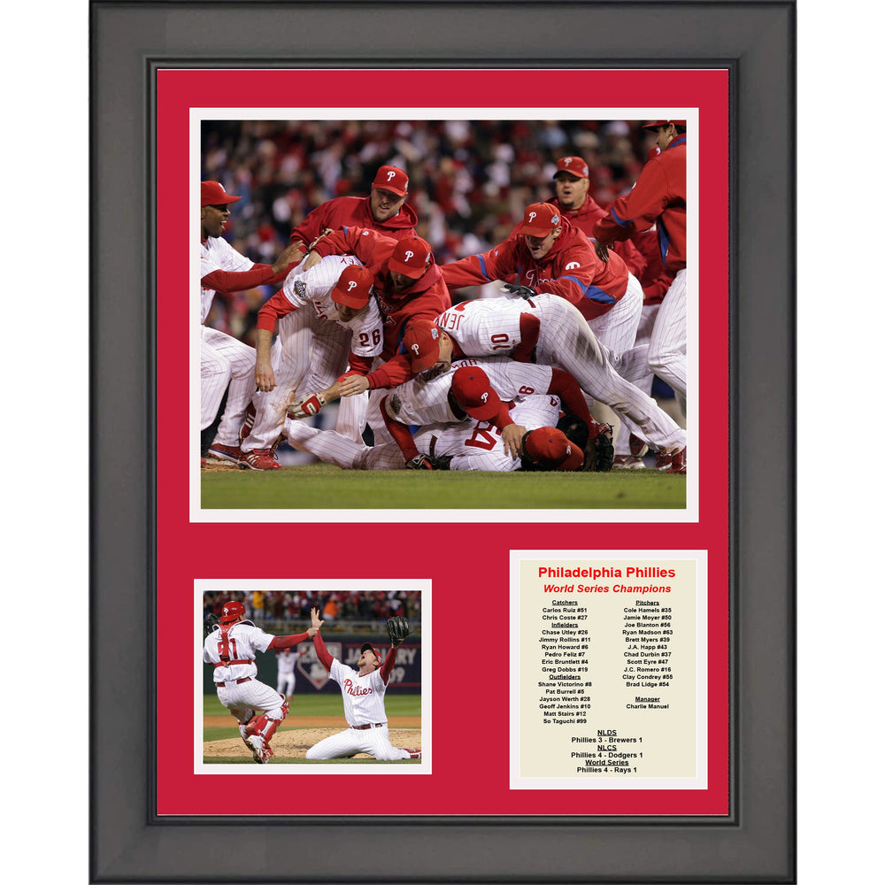 Framed Philadelphia Phillies 2008 World Series Champions 11"x14" Baseball Three Photo Collage (ONLINE ORDER ONLY)