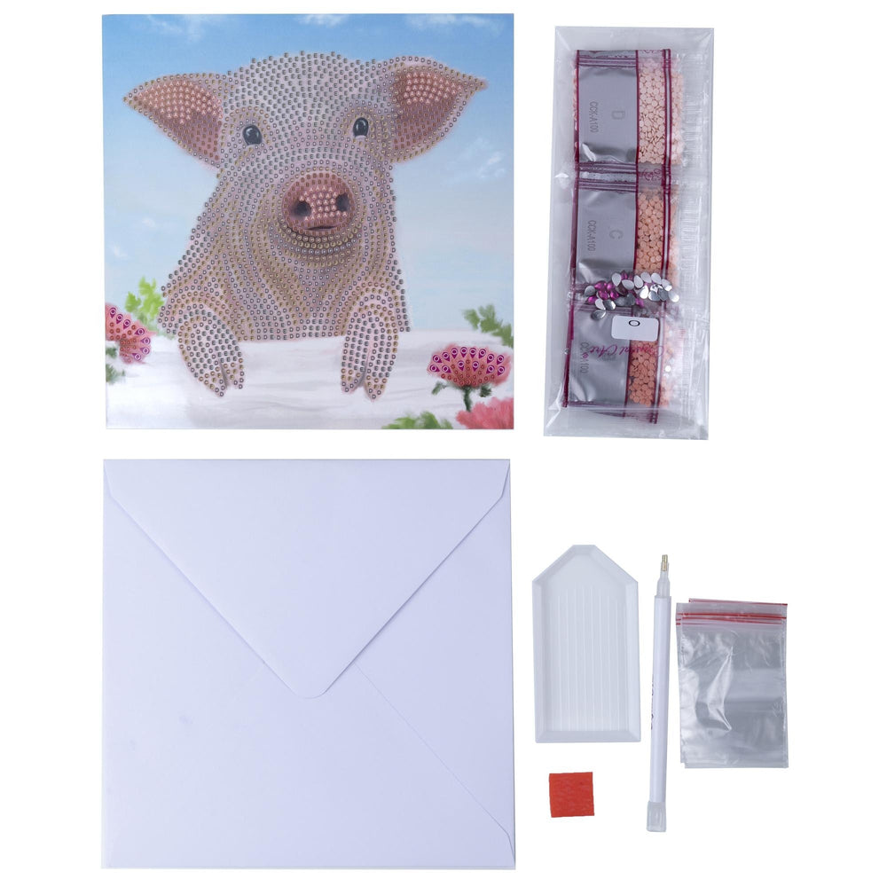 Pig on the Fence Crystal Art Card Kit Craft Buddy (ONLINE ORDER ONLY)