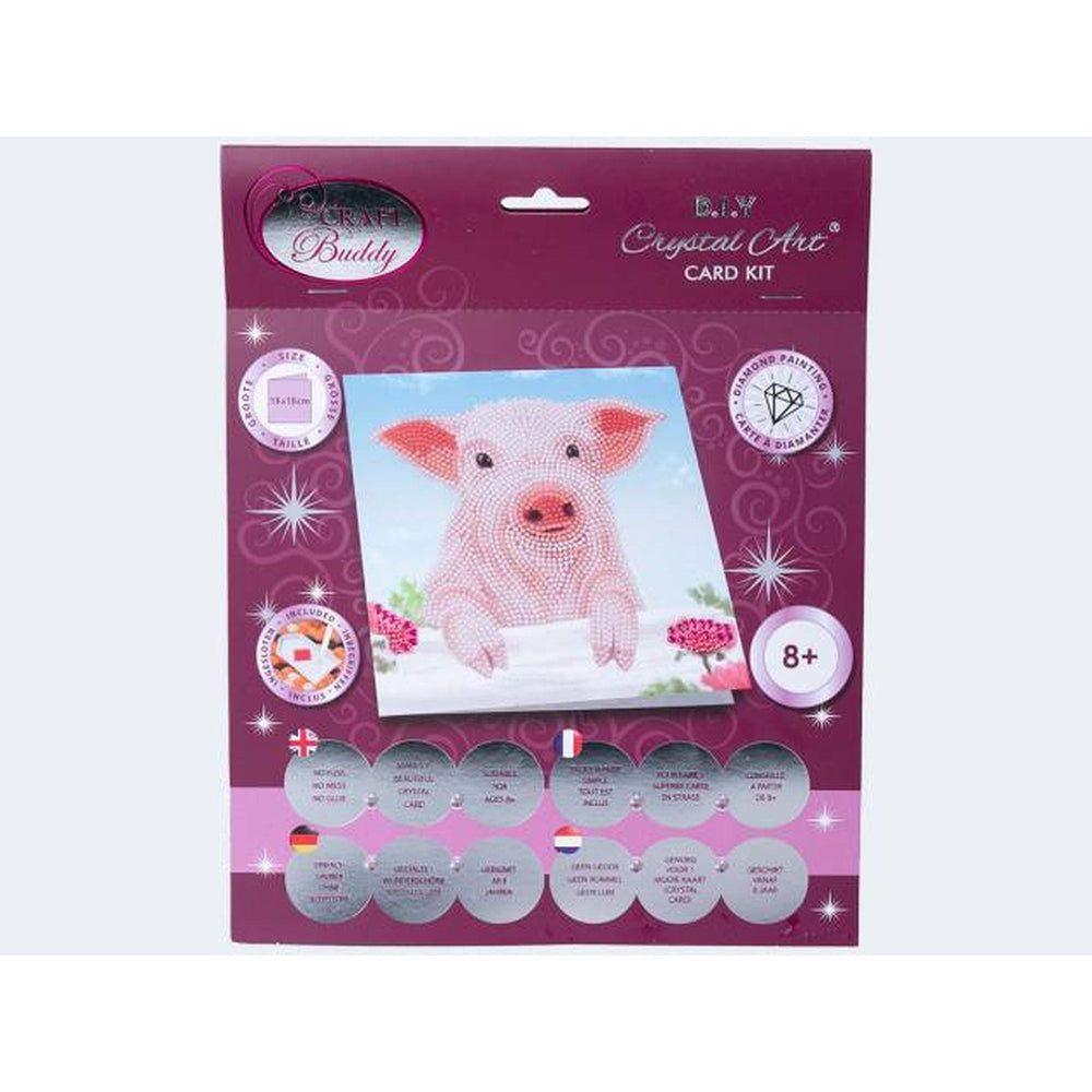 Pig on the Fence Crystal Art Card Kit Craft Buddy (ONLINE ORDER ONLY)