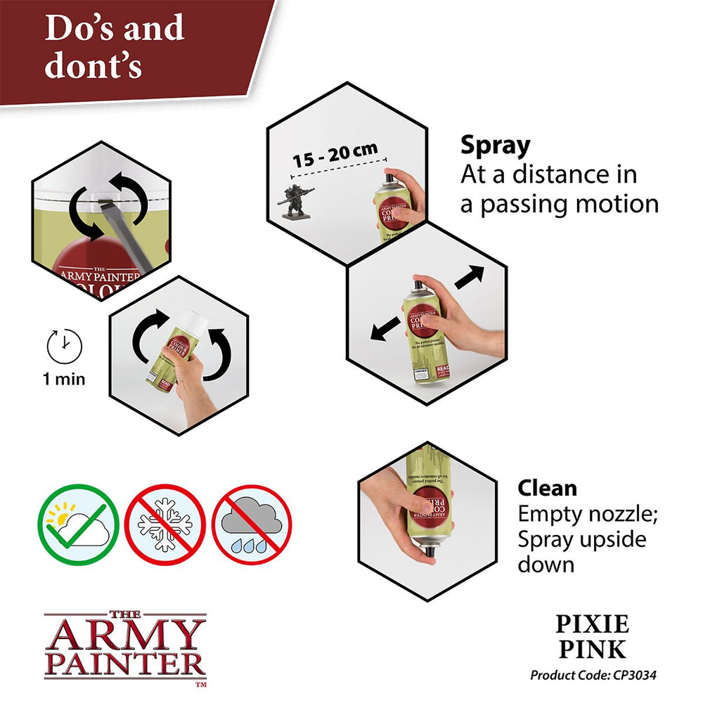Army Painter Colour Primer: Pixie Pink (ONLINE ORDER ONLY)