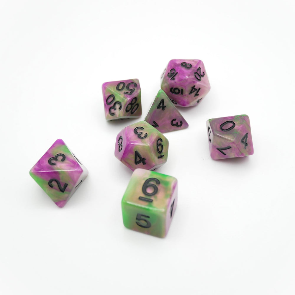 Poison Petals - 7 Piece DnD Dice Set | Acrylic RPG Gaming Dice (ONLINE ORDER ONLY)