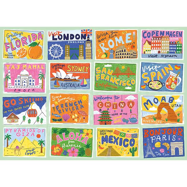 Postcards 1000 Piece Jigsaw Puzzle Happily (ONLINE ORDER ONLY)