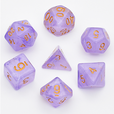 Purple Silk Translucent Dice RPG Dice Set (ONLINE ORDER ONLY)