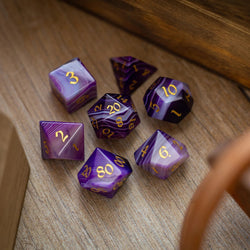 Purple Striped Agate Gemstone DND Dice Set (ONLINE ORDER ONLY)