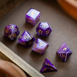Purple Striped Agate Gemstone DND Dice Set (ONLINE ORDER ONLY)