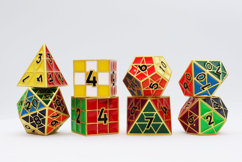 Puzzle Cube: Gold - Metal 8 piece Dice Set (ONLINE ORDER ONLY)