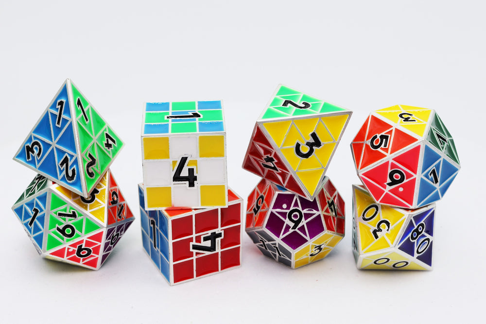 Puzzle Cube: Silver - Metal 8 piece Dice Set (ONLINE ORDER ONLY)