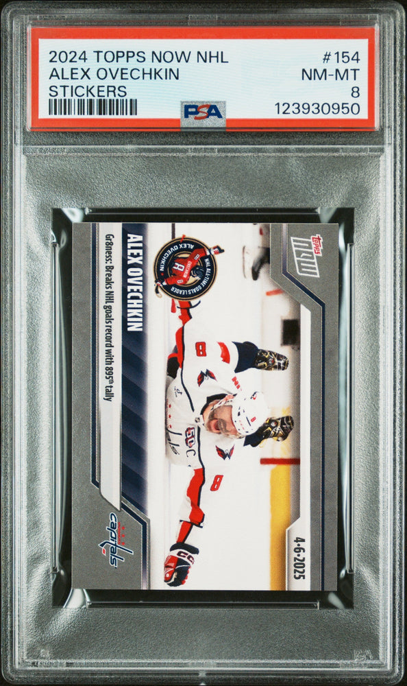 Graded 2024 Topps Now Alex Ovechkin #154 Stickers Hockey Card PSA 8 Near Mint (ONLINE ORDER ONLY)