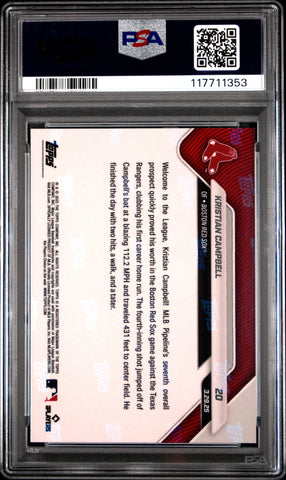 Graded 2025 Topps Now Kristian Campbell #20 Black Foil /10 Rookie RC Baseball Card PSA 10 Gem Mint (ONLINE ORDER ONLY)
