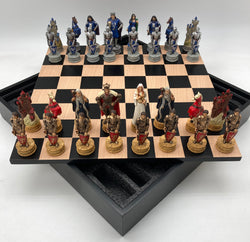 Chess Set - King Arthur Resin Chessmen in Black/Maple Chest (ONLINE ORDER ONLY)