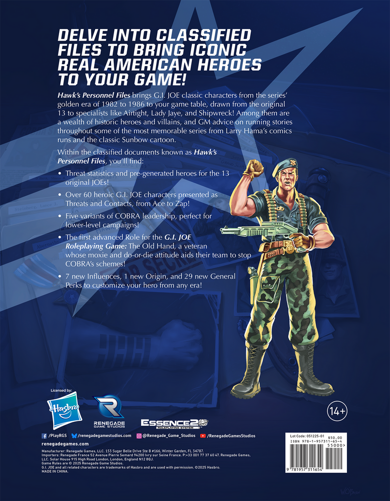 G.I. JOE RPG: Hawk’s Personnel Files Sourcebook (ONLINE ORDER ONLY)