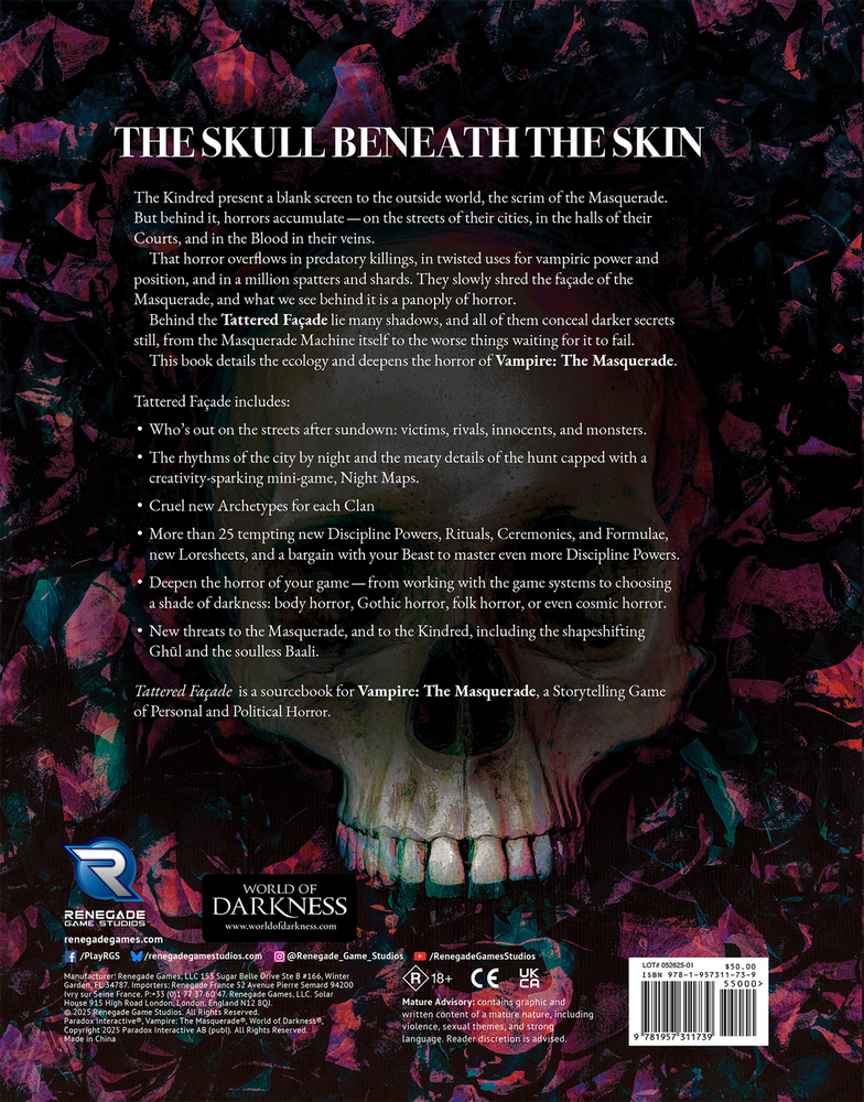 Vampire: The Masquerade - 5th Edition - Tattered Façade Sourcebook (ONLINE ORDER ONLY)