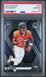 Graded 2025 Panini Mosaic RJ Harvey #375 Rookie RC Football Card PSA 10 Gem Mint