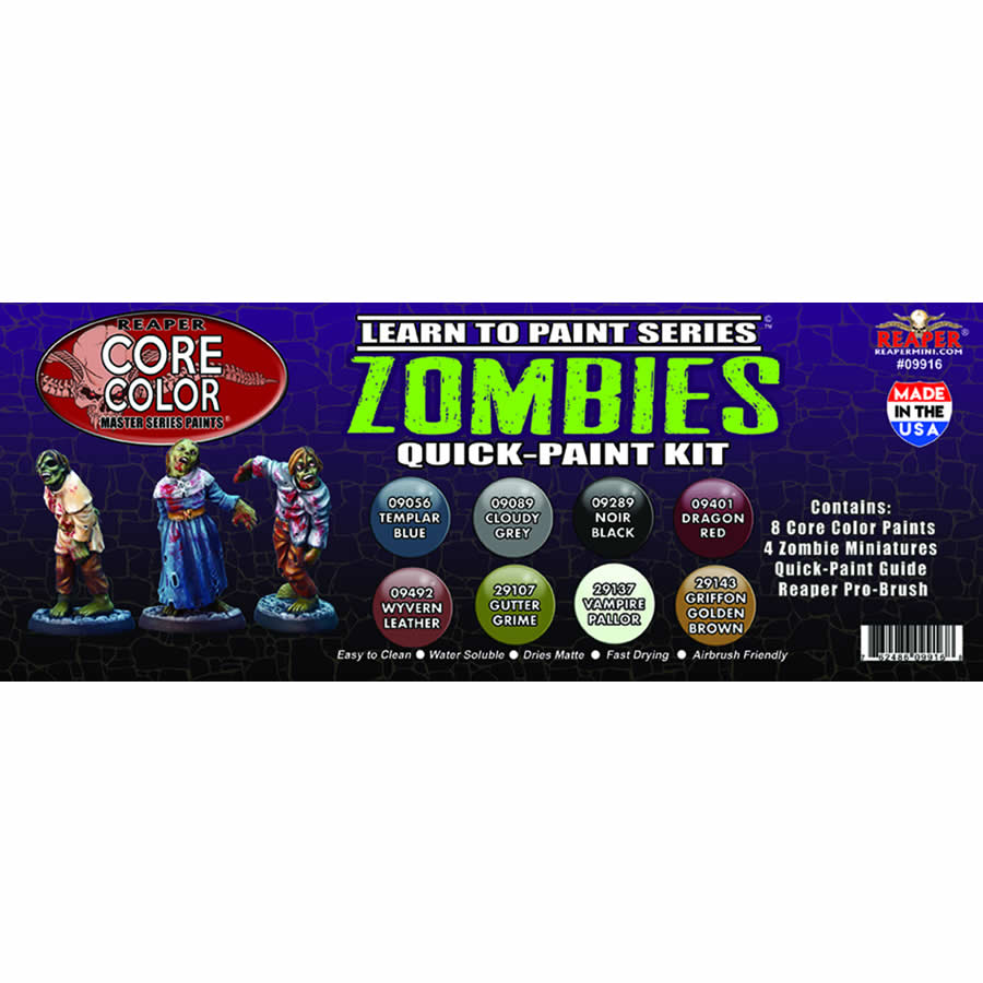 RPR09916 Zombies Learn to Paint Quick Paint Kit  Acrylic Master Series Hobby Paint (ONLINE ORDER ONLY)