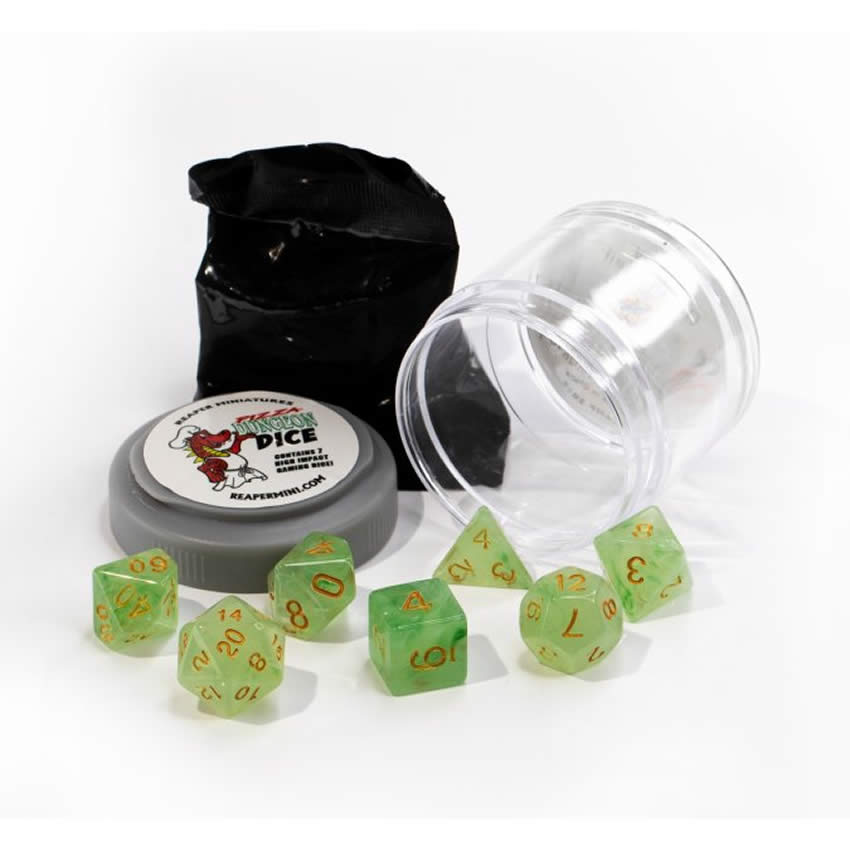 RPR19026 Gem Green Lucky Dice Set 16mm Dungeon Dice Random Miniature Included (ONLINE ORDER ONLY)