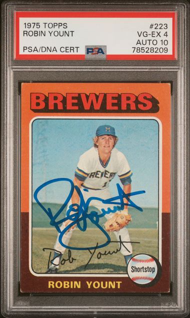Graded 1975 Topps Robin Yount #BREWERS Autographed Rookie RC Baseball Card PSA 10 Auto (ONLINE ORDER ONLY)