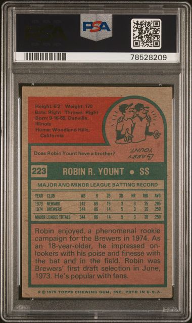 Graded 1975 Topps Robin Yount #BREWERS Autographed Rookie RC Baseball Card PSA 10 Auto (ONLINE ORDER ONLY)