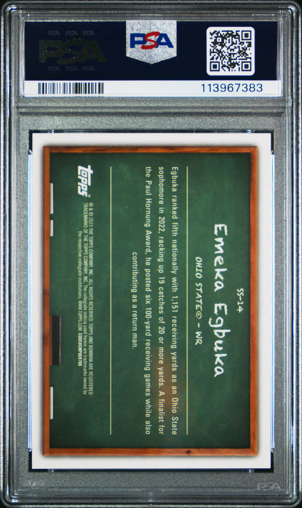 Graded 2023 Topps Bowman U Best Emeka Egbuka #SS14 Studios Stars Geometric Rookie RC Football Card PSA 10 Gem Mint (ONLINE ORDER ONLY)