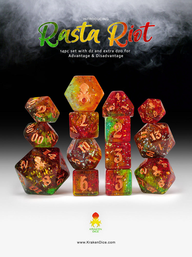 Kraken Dice Holo Foil 14pc TTRPG Dice Set (ONLINE ORDER ONLY)