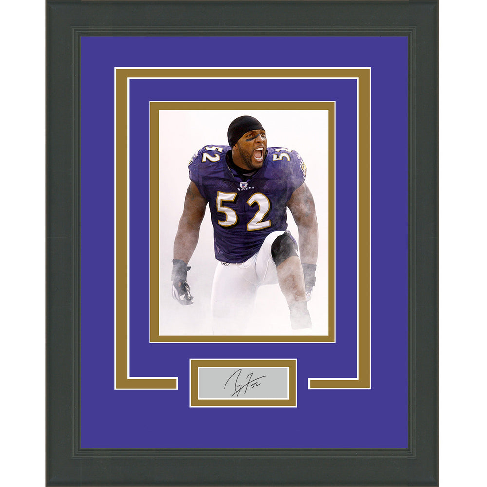 Framed Ray Lewis Facsimile Laser Engraved Signature Auto Baltimore Ravens 11x14 Football Photo (ONLINE ORDER ONLY)